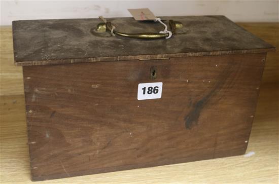 A fitted box containing seven trays of salmon fishing flies